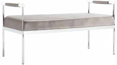 SAFAVIEH Pim Long Rectangle Bench With Arms Hazelwood / Chrome