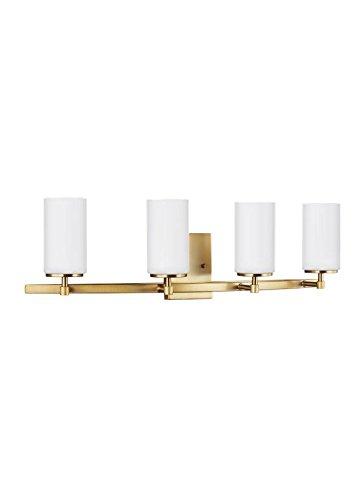 Alturas Satin Brass 4-Light Vanity with Etched White Glass