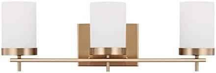 Generation Lighting 3-Light Zire Modern Bath Fixture Wall Lamp Satin Brass 4490303-848, Bathroom Light Fixture for Home Décor, Wall Sconce Vanity Light Fixture and Bathroom Accessory
