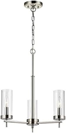 Zire Mini 3-Light Incandescent Chandelier in Brushed Nickel with Clear Glass