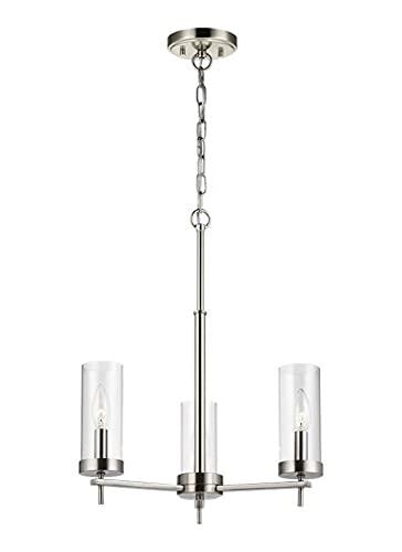 Zire Mini 3-Light Incandescent Chandelier in Brushed Nickel with Clear Glass