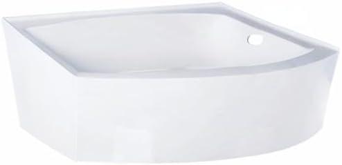 Kingston Brass Aqua Eden 66-Inch Acrylic Curved Rectangular Apron 3-Wall Alcove Tub, Drain