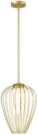 Modern Gold 12" Glass Pendant Light with Opal Shade