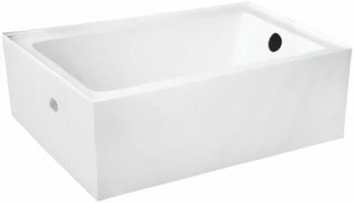 Kingston Brass Aqua Eden 60-Inch Acrylic Rectangular 3-Wall Alcove Tub, Hand Drain Hole