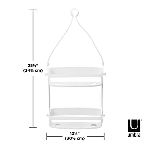 Flex White Minimalist Plastic Shower Caddy with Suction Mount