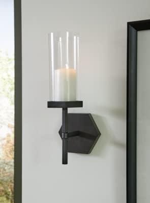 Bronze Geometric Metal Wall Sconce with Clear Glass