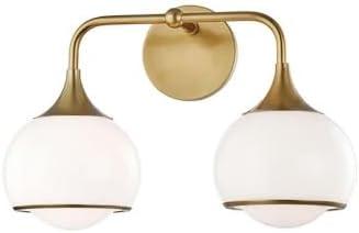 H281302-AGB-Mitzi-Reese-2-Light Wall Sconce in Style-16.75 Inches Wide by 11.25 Inches High-Aged Brass Finish