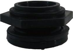 Black Polypropylene Double Threaded Bulkhead Fitting, 2"