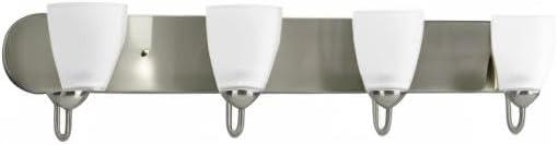 Progress Lighting Gather Collection 4-Light Bath Bracket, Brushed Nickel, Etched Glass Shades