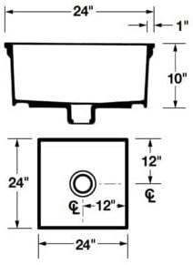 White 24" x 24" Durastone Mop Sink with Stainless Steel Strainer