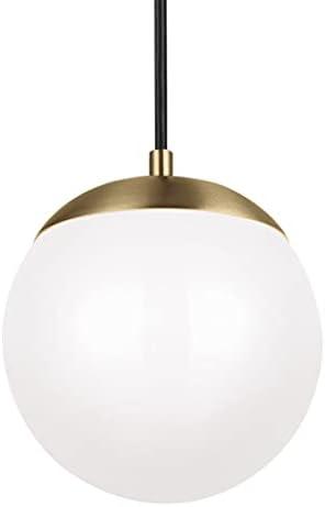 Leo Satin Brass 10" Smooth White Glass Globe Pendant Light