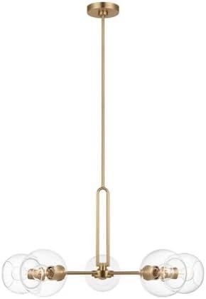 Satin Brass and Clear Glass Sputnik Chandelier