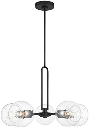 Midnight Black Sputnik Chandelier with Clear Glass Shades