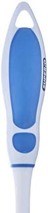Superio Toilet Bowl Brush and Holder with Under Rim Cleaner for Bathroom, Toilet Brush and Caddy with Non Scratch Bristles and Under Rim Lip Brush, White and Blue (2 Pack)