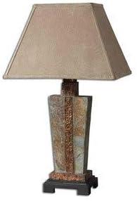 Uttermost Rustic Table Lamp 29" Tall Natural Slate Hammered Copper Brushed Suede Shade for Living Room Bedroom House Nightstand