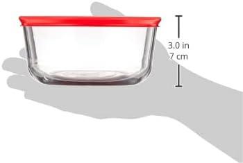 Pyrex 4-Cup Clear Glass Storage Bowl with Red Lid