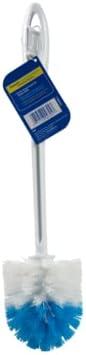 Quickie European Bowl Brush, 14-Inch, Blue, Poly Fibers with Curved Head for Cleaning Under Rims in Bathroom/Restroom