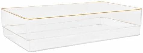 Thomas Martha Stewart Plastic Stackable Office Desk Drawer Organizers with Metallic Trim, 12" x 6"