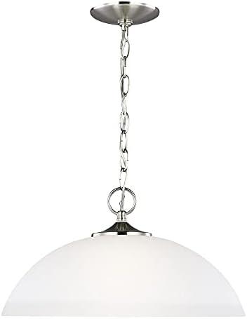 Clark Contemporary Brushed Nickel Bowl Pendant with Satin Etched Glass