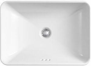 Vox® Vitreous China Rectangular Vessel Bathroom Sink with Overflow