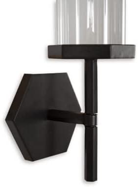 Bronze Geometric Metal Wall Sconce with Clear Glass