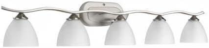 Progress Lighting Laird 5-Light Bath Vanity, Brushed Nickel, Glass Shade