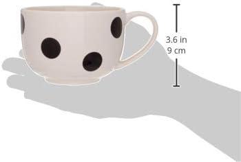 White and Black Ceramic Polka Dot Latte Mug