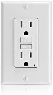 White Tamper-Resistant GFCI Outlet with Wall Plate and LED Indicator