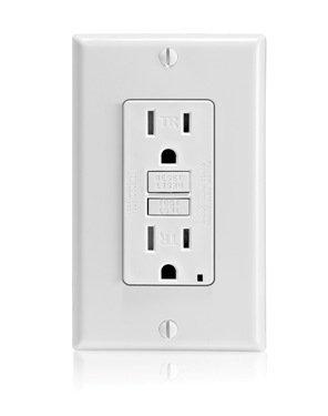 White Tamper-Resistant GFCI Outlet with Wall Plate and LED Indicator