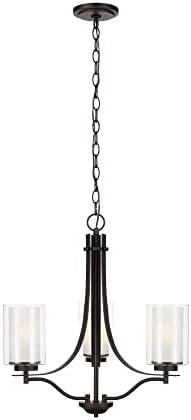 Elmwood Park Mini 3-Light Bronze Chandelier with Satin Etched Glass