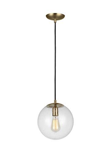 Satin Aluminum Globe Semi-Flush Mount with Clear Seeded Glass