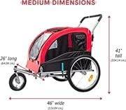 Large Red and Black Foldable Dog Bike Stroller