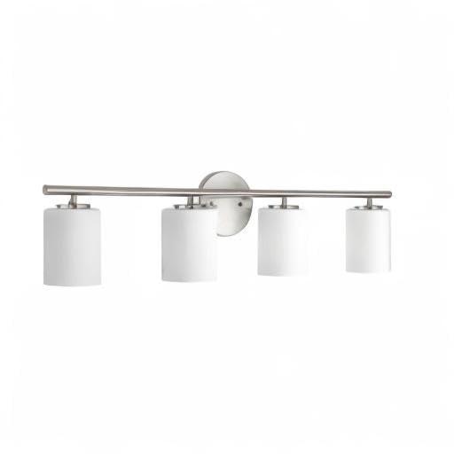 Progress Lighting Replay Collection 4-Light Bath Vanity, Brushed Nickel, Porcelain Shade