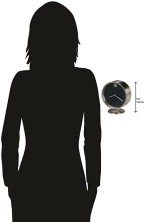 Howard Miller® Aurora Modern & Contemporary Analog Glass, Felt, Metal Quartz Movement / Crystal Tabletop Clock in Nickel