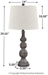 Set of 2 Magaly Poly Table Lamps Brown - Signature Design by Ashley: Wooden Base, 3-Way Switch, Drum Shade