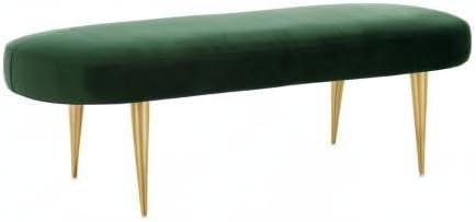 SAFAVIEH Couture Corinne Oval Solid Velvet Contemporary Bench, Olive Green