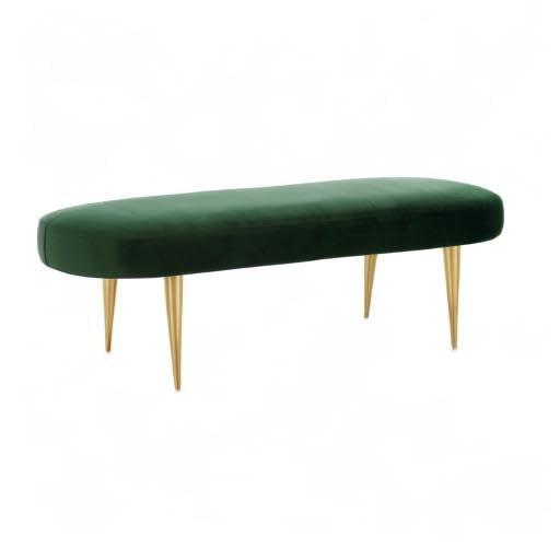 SAFAVIEH Couture Corinne Oval Solid Velvet Contemporary Bench, Olive Green