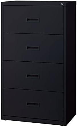 Hirsh 30 Inch Wide 4 Drawer Metal Lateral File Cabinet for Home and Office, Holds Letter, Legal and A4 Hanging Folders, Black