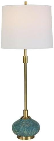 Kaimana Aged Blue and Brass Buffet Lamp with Empire Shade