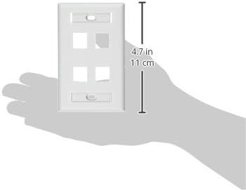 White Plastic 4-Port Single Gang QuickPort Wallplate