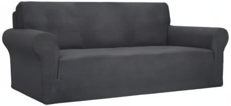 High Stretch Gray Polyester Spandex Sofa Slipcover