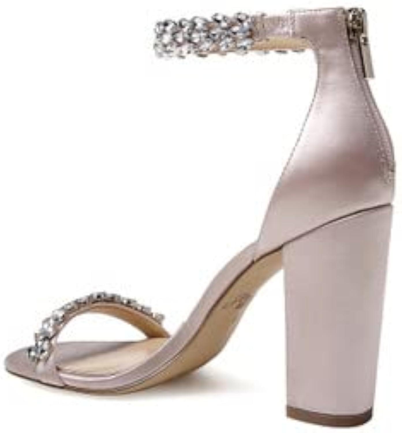 Mayra Evening Ankle Strap High Heel in Glittering Gold Satin