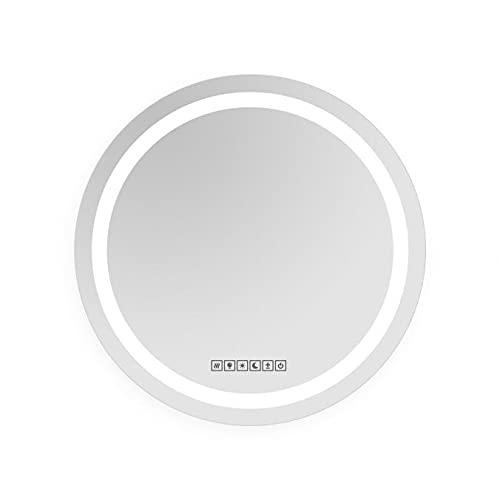 Round Lighted LED Bathroom and Vanity Mirror 28 inch with Anti Fog, Wall Mounted, Dimmer Touch Sensors by Fab Glass and Mirror