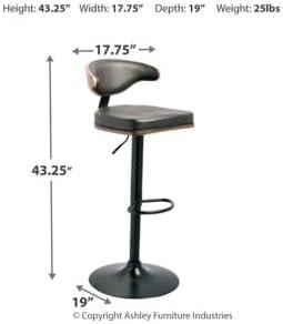 Tall Bellatier Adjustable Height Barstool Black - Signature Design by Ashley: Swivel, Low Back, Metal Frame