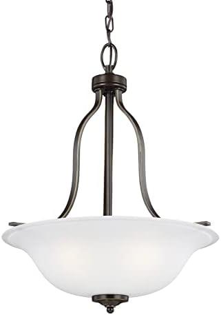 Bronze 3-Light Pendant with Satin Etched Glass Shade