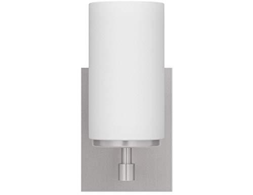 Alturas 4.375 in. Brushed Nickel Modern Contemporary Wall Sconce Vanity Light with Satin Etched Glass Shade