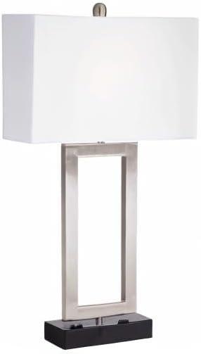 360 Lighting Todd 30" Tall Large Modern End Table Lamps Set of 2 USB Port AC Power Outlet Silver Brushed Nickel Finish Metal Living Room Charging