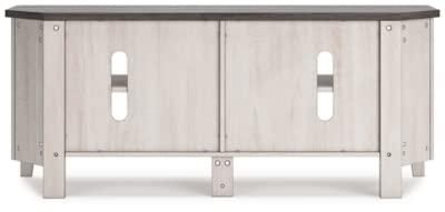Transitional Two-Tone Corner TV Stand with Shelves and Fireplace