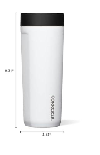 Corkcicle 17 oz Commuter Cup, Spill-Proof, Triple Insulated, Gloss White