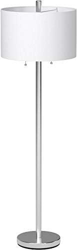 Boulevard Floor Lamp Silver/White - Adesso: Dual Pull-Chain, ETL Listed, Modern Standing Light